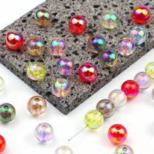 6/8/10/12/16mm Rainbow Acrylic Beads, Mixed Color Round Beads UV, Cracked Beads, Crackle Round Beads - Multiple Color Options, Round Hole Loose Beads Suitable For DIY Jewelry Making Bracelets Necklaces Or Craft Pen Decorations