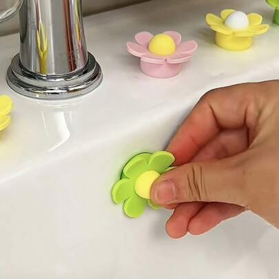 1/3pcs Silicone Sink Overflow Hole Plug - Flower Shaped Overflow Stopper, Durable And Easy To Install, Suitable For Kitchen And Bathroom Sinks, Prevents Water Overflow And Clogging