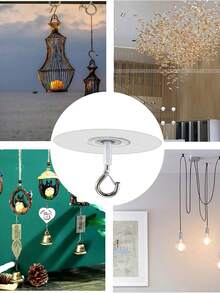 1个/5个免钻孔粘钩，用于悬挂灯具、植物、灯笼、风铃，粘性眼钩，适用于活动窗帘，无需钻孔的自粘钩