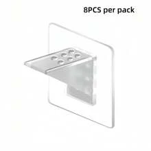 8pcs Strong Load-Bearing Hole-Less Partition Trays Non-Tracking Adhesive Laminate Tray Bathroom Bedroom Kitchen Dormitory Cabinet Closet Partition Non-Slip Side-Turning Thickened Design Adjustable Multi-Layer Shelf Bracket,Back To School