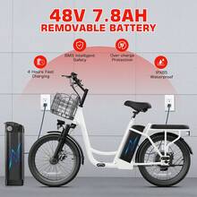 COBIZI Peak 560W/819W Electric Scooter Adults, 36/48V Removable Battery, , 20" Fat Tire Off-Road E Scooter With Basket&Adjustable Seat, Foldable  Commuting - White - View 5