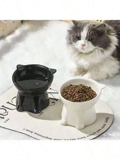 1/2pcs Cat Bowl, Anti Vomiting 15 Degree Tilted Cat Tray, Stable Base, Not Easy To Overturn, Pet Drinking Or Food Feeding Station, Cat Accessories, Cat Food Bowl, Cat Bowl Set, Suitable For Indoor Cats And Dogs, Can Be Cleaned In The Dishwasher