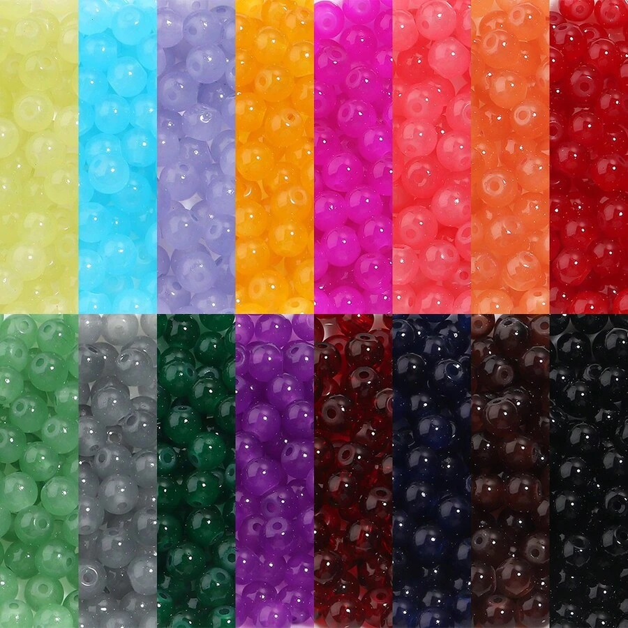 60pcs 8mm Classic Solid Color Glass Beads For DIY Jewelry Making, Handcrafted Bracelets, Necklaces, Everyday Wear