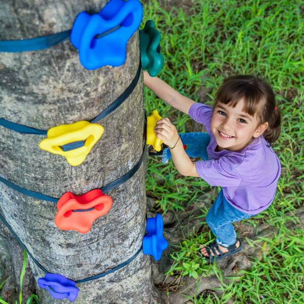 Nin Ja Tree Climbing Kit, 20 Tree Climbing Holds And 6 Ratchet Straps, Large Climbing Rocks For Kids And Adults Climber, Various Colors And Shapes, For Outdoor Nin Ja Warrior Obstacle Training