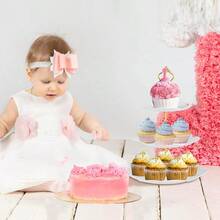 4 Packs 3 Tier Cupcake Stand Plastic Macaroon Stand Round Plastic Dessert Display Serving Tray Reusable Tea Party Stand For Wedding Birthday Tea Party White Pink