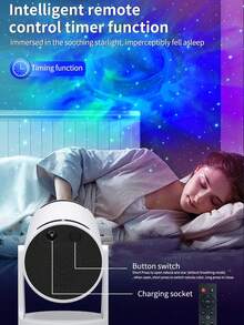 Canon LED Starry Sky Projection Lamp, Bedroom Starry Atmosphere Light With Music Remote Control - White - View 3