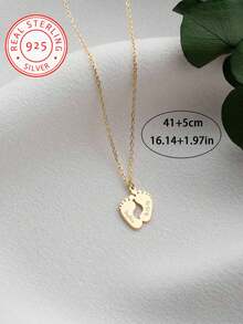 Este colar de prata esterlina 925 é quente e fofo, com um design único que pode ser personalizado com texto gravado. O pingente está na forma de uma pegada e pode ser gravado com os nomes em inglês e datas de nascimento dos membros da família. É um belo acessório de joalheria adequado como presente para mães, familiares, amigos e entes queridos em ocasiões como Ação de Graças, Natal e aniversários. - Multicolorido - Visão 6