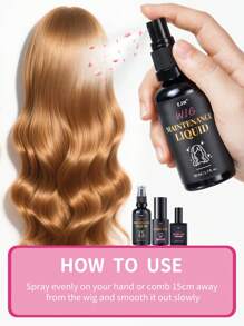 Spray de Óleo de Cuidados com Cabelos de Peruca, Shampoo para Peruca, Fórmula de Óleo de Coco para Cabelos Secos, Hidrata e Alisa, Anti-Frizz, Fácil Penteado, Prolonga a Vida Útil da Peruca, Fixação de Fragrância por 48H, Ideal para Todos os Tipos de Peruca