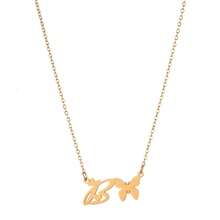 1pc Fashionable Stainless Steel Butterfly 26 Letter Pendant Necklace, Waterproof, Non-Fading, Lucky Letter, Gift, Daily Wear - Yellow Gold - View 20