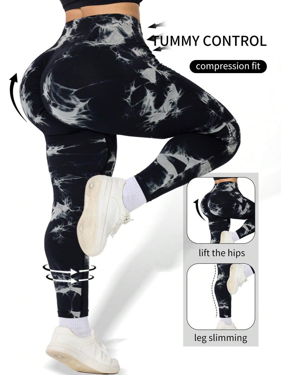 Plus Size Sport High Waisted Seamless Slim Leggings For Women - Resilient Soft Touch Quick-Drying Breathable 4-Way Stretch Butt Lifting Legging For Hiking Running Cycling Yoga Pickleball Exercize Casual - 黑札 - 查看 1