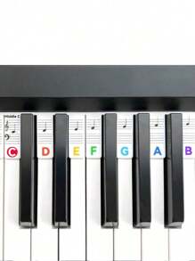 1 szt. wielokrotnego użytku silikonowy przewodnik po nutach fortepianowych, łatwa instalacja i usuwanie naklejek z nutami na klawiaturę fortepianu, pasuje do fortepianów 61/88 klawiszy, nie wymaga kleju, izolacja akustyczna, kciuk Kalimba, kamerton