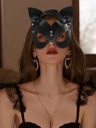 1 pezzo Maschera da gatto punk stile europeo e americano, maschera per occhi sexy per adulti da mezza faccia, maschera da cosplay per discoteca e mascherata, costume di Ognissanti