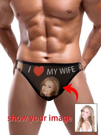 1 peça calcinha masculina sexy de malha triangular, cueca personalizada com foto, novidade, privacidade, presente de Natal