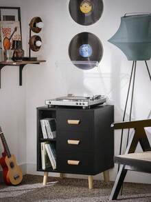 SoBuy FBT95-SCH, Bedside Table With 3 Drawers, Side Table End Table Sofa Table Nightstand Telephone Table Lamp Table, Black - Black - View 2