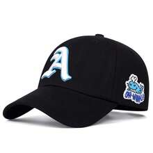 1Piece Men Gothic Letter A Side Whale Embroidered Baseball Cap Outdoor Adjustable Sunscreen Leisure Hat Spring Autumn Travel Tourism Beach Vacation