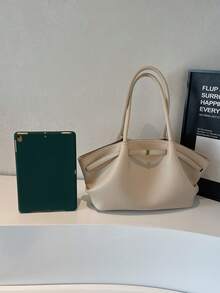 حقيبة كتف جلد اصطناعي كبيرة السعة بشكل كمأة ذات لون أحادي بسيطة عصرية للتنقل