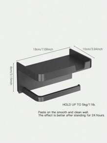 1PC Beautiful, Practical, Easy To Install, No Drilling Required Bathroom Tissue Holder - With Phone Holder, Storage Rack, Toilet Paper Holder, Towel Storage, Bathroom Supplies, Plastic Material Wall Mounted Toilet Paper Roll Holder With Storage Rack, Plastic Bathroom Decoration