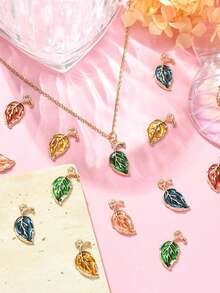 10Pcs Multicolor Alloy Leaf Pendant Colorful Leaf Charms For Jewelry Making Findings Crafting Accessory For DIY Necklace Bracelet - 10Pcs - View 4