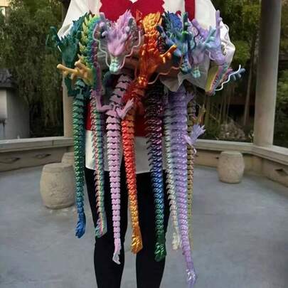 3D Printed Flexible Chinese Dragon Statue, Available In 35.43 Inches And 9.84 Inches, Home & Auto Decor, Desktop Display, Creative Collectible Toy, Holiday Gift