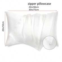 1 Stück Satin Kissenbezug mit Reißverschluss (50x75cm) - Wohnheim Grundausstattung für Mädchen, weiche, knitterfreie Bettzubehör, Gästezimmer Dekoration in Weiß/Schwarz