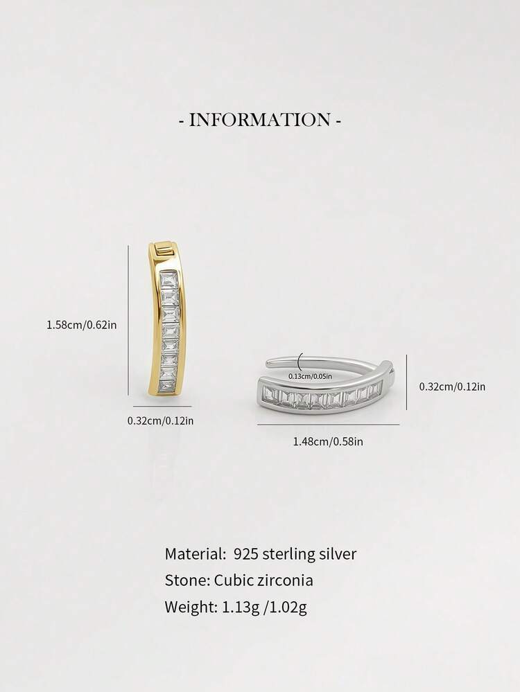 1pc 925 Sterling Silver Square Diamond Navel Ring, Reverse Navel Ring, Daily Wear For Women, Anniversary/Birthday Gift - Square Zirconia Belly Button Ring - View 2