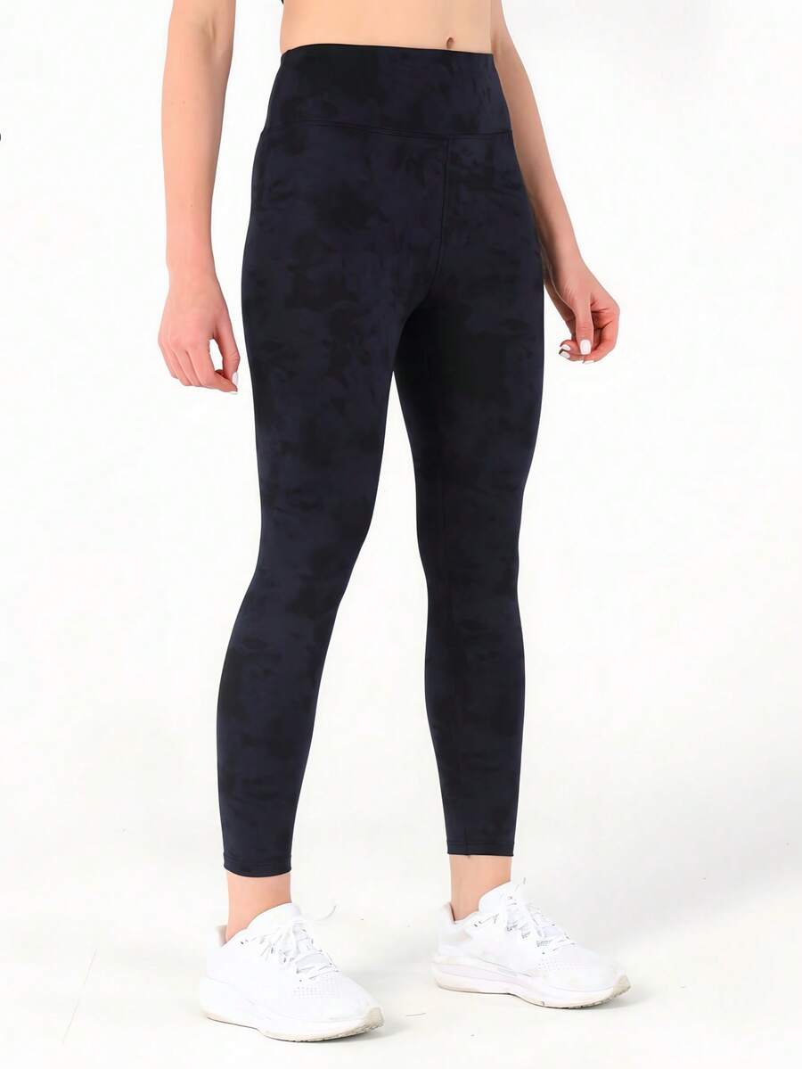 Women's Sports Leggings, Casual High Waisted Tie Dye Yoga Pants, Running Sports Leggings, Stretch Slim Yoga Pants - 藏蓝色 - 查看 1