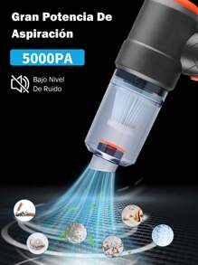 Aspiradora mini 6 en 1, alta potencia, súper succión, con funciones de emergencia: cuchilla para cortar cinturones de seguridad, cono puntiagudo para romper ventanas; batería de litio recargable de ultra alta duración, aspiradora portátil imprescindible para vacaciones, veranos y viajes, aspiradoras para recolección de polvo, aspiración, inflado y otras funciones.