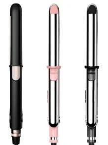 UKLISS Chapinha & Modeladora de Cabelo 2 em 1 | Aquecimento Rápido e Voltagem Dupla para Viagens | Alisamento Livre de Frizz | Dia dos Pais, Prime Day e Presente para o 4 de Julho (Rosa/Preto/Azul)