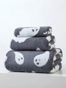 1pc Thin Gray Halloween Ghost Jacquard Polyester Bath Towel, Rectangle 70*140cm Or Kitchen/Face/Hand Towel 34*75cm Or Small Towel 34*34cm, Suitable For Men, Women, Couples, Families, All Seasons, Quick-Drying, Absorbent, Soft, Applicable For Bathroom, Hotel, Gym, Holiday Gifts, Party, Beach Shower Towels For Beaty Salon, Hotel Sports,Home Essentials, Towel, Skin Care - Grey - View 9