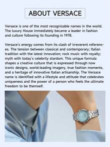 Versace Black Leather Strap Wrist Quartz Watch For Women With Silver -Tone Stainless Steel Case Watch Ladies' Elegant Gift Analog Watch,VE6J00123 - Black - View 6