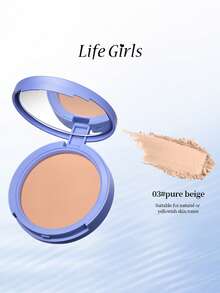 Life Girls 1 pieza Polvo compacto mate de control de aceite, de larga duración, sin manchas, ligero y transpirable, con borla, crea un aspecto de maquillaje natural, polvo portátil para retoques - Multicolor - Ver 12
