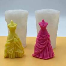 Moule en silicone en forme de robe de mariée pour la fabrication de bougies DIY, moule de décoration en plâtre pour robe - Blanc - Voir 3