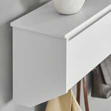 SoBuy FHK24-W, Wall Coat Rack Wall Shelf Wall Storage Cabinet Hallway Coat Rack With 2 Flip Doors 5 Hooks - White - View 9
