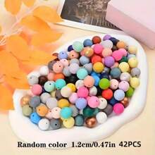 42Pcs Silicone Beads 12/15MM Round Bead For Jewelry Making To Make Bracelets DIY Keychain Necklace Jewelry Accessories And Round Silicone Beads For Pens