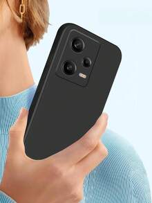 1 pièce Coque noire antichoc, compatible avec les séries Xiaomi/Redmi. Coque de protection, étui, housse, coque noire, minimaliste, couleur unie, coque noire, coque en TPU antichoc (résistance militaire). - Noir - Voir 9