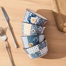 4pcs Ceramic Bowls, Japanese Small Ceramic Bowls, Hand-Painted Glaze Technology, High Temperature Firing, Bright Color, Crack Resistance, Suitable For Eating Rice, Salad, Congee. Desserts, Ice Cream, Etc. Are Used For Dishes, Dipping Sauces, Snacks, Noodles, Ovens, Etc.