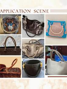 2条编织仿皮表带，配金色弹簧扣，可DIY手提包链条表带、腕带、礼盒装饰表带、便携钱包表带、编织工艺手提包手柄替换件、DIY手提包制作、送给爱人、亲戚、朋友、同学、同事、老师的礼物 - 彩色 - 查看 4