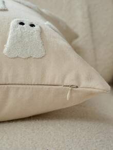 1 pieza Funda de almohada bordada con diseño de fantasmas, fibra de poliéster moderna sin núcleo de almohada, material de lona adecuado para decoración de Halloween en salas de estar y jardines al aire libre, decoración de Halloween, decoración espeluznante para el hogar (SIN INSERTO), decoración de otoño, decoración de otoño, decoración de habitación