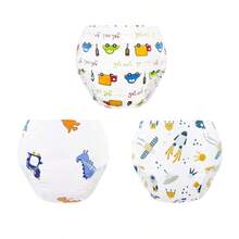 3/6Pcs Reusable Potty Training Pants, Washable Toilet Training Underwear With Cute Animal & Motivational Patterns, 4 Layers Absorbent, Machine Washable, Reusable Toddler Pants | Playful Pattern Pants | Durable Toddler Underwear - Multicolor - View 18
