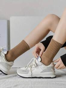 6 pares/conjunto de meias esportivas de cano longo, meias de cano curto, meias de outono