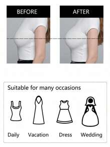 1 Par de Sutiã Invisível de Silicone Novo, Estilo Anti-Deslizante, Levanta e Reúne, Projetado Especificamente para Vestidos de Noiva, Vestidos Sem Alça, Roupa Íntima Invisível, Vestidos e Viagem/Férias para Realçar o Decote e os Seios Sexy