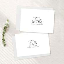 1PC/2PCS Wedding Card Elegant Cursive Script, For Mom And Dad On My Wedding Day, Includes Envelope, Ideal For Wedding Day Special Occasions, Minimalist Style Exquisite Design