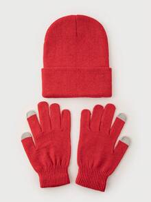 Bộ 2 mũ len đan trơn màu kẹo cho nam và găng tay cảm ứng hai ngón, ấm áp và đa năng cho trang phục mặc hàng ngày mùa thu/đông và trang phục ngoài trời mùa đông - mũ + găng tay - Xem 13