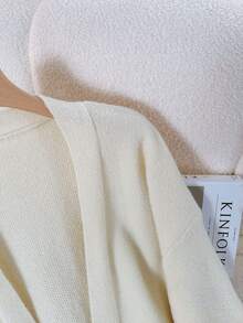 Plus Size Women's Solid-Color Long-Sleeved Front-Lace-Up Casual Cardigan Versatile Coat [Back-To-School Season]