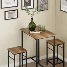 SoBuy OGT10-PF, Bar Set-1 Bar Table And 2 Stools, Home Kitchen Breakfast Bar Set Furniture Dining Set - 棕色 - 查看 3