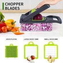 16-Piece Vegetable Chopper And Fruit Slicer Set, Including 16 Kitchen Food Graters With Containers, Vegetable Choppers, Professional Onion Choppers, Suitable For Onions And Potatoes - 綠色 - 查看 6