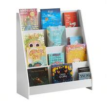 SoBuy KMB32-W Barnbokhylla Barnhylla Tidningsställ med 4 hyllor Förvaringshylla för barn Bokhylla Hängande hylla Vit B X H X D Ca: 80 X 88 X 30 cm - Vitt - Visa 6