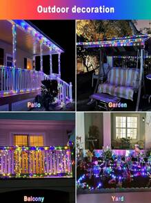 一套太阳能灯串，8种户外防水照明模式，铜线灯，50-300颗LED灯珠，可DIY，适用于花园、庭院、露营、派对、婚礼、圣诞树、圣诞节、万圣节、情人节装饰（暖白/白/彩色/粉色/蓝色/红色）
