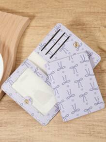 粉色蝴蝶结爱心图案迷你钱包，时尚简约卡包，纤薄轻巧便携，可装现金、身份证、信用卡、硬币，适合作为生日、周年纪念礼物送给爱人、女性、女孩、青少年、大学生、男士 - 粉色 - 查看 10