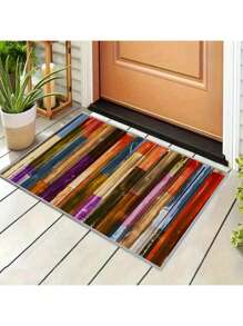 1pc Colorful Wood Grain Kitchen Floor Mat, Bathroom Floor Mat, Indoor Restaurant Floor Mat, Outdoor Carpet, Anti-Slip Bathroom Decoration Bath Mat, Floor Toilet Bath Mat, Home Floor Mat